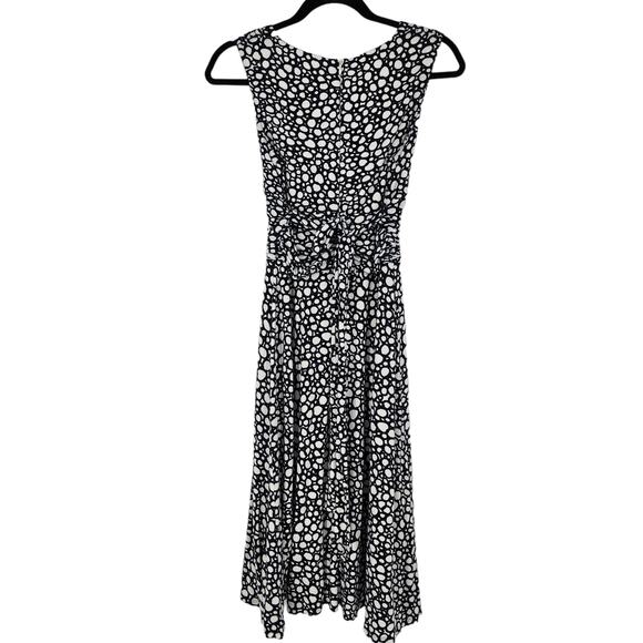 David Meister Faux Wrap Tie Waist Black and White Sleeveless Dress Size 4 - Picture 3 of 3